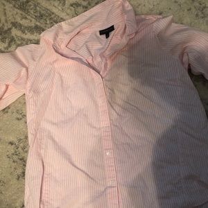 Light pink and white pin striped button down